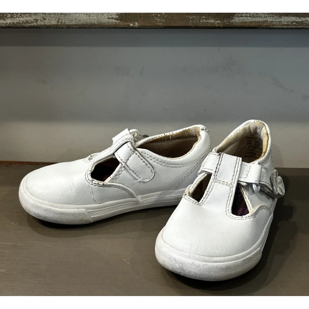 Keds Kids White‎ Shoes Daphne T Strap Sz 6 Slip On Style Spring Summer Casual